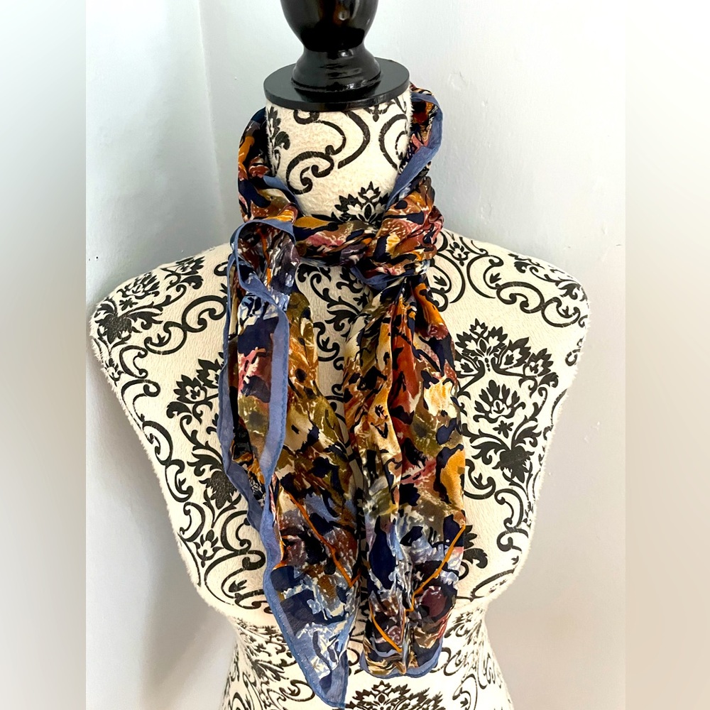 Art of the Scarf Jackson Pollock like Vintage Patterned Scarf